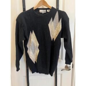 Vintage Needleworks Black Angora Sweater– Hong Kong(M)